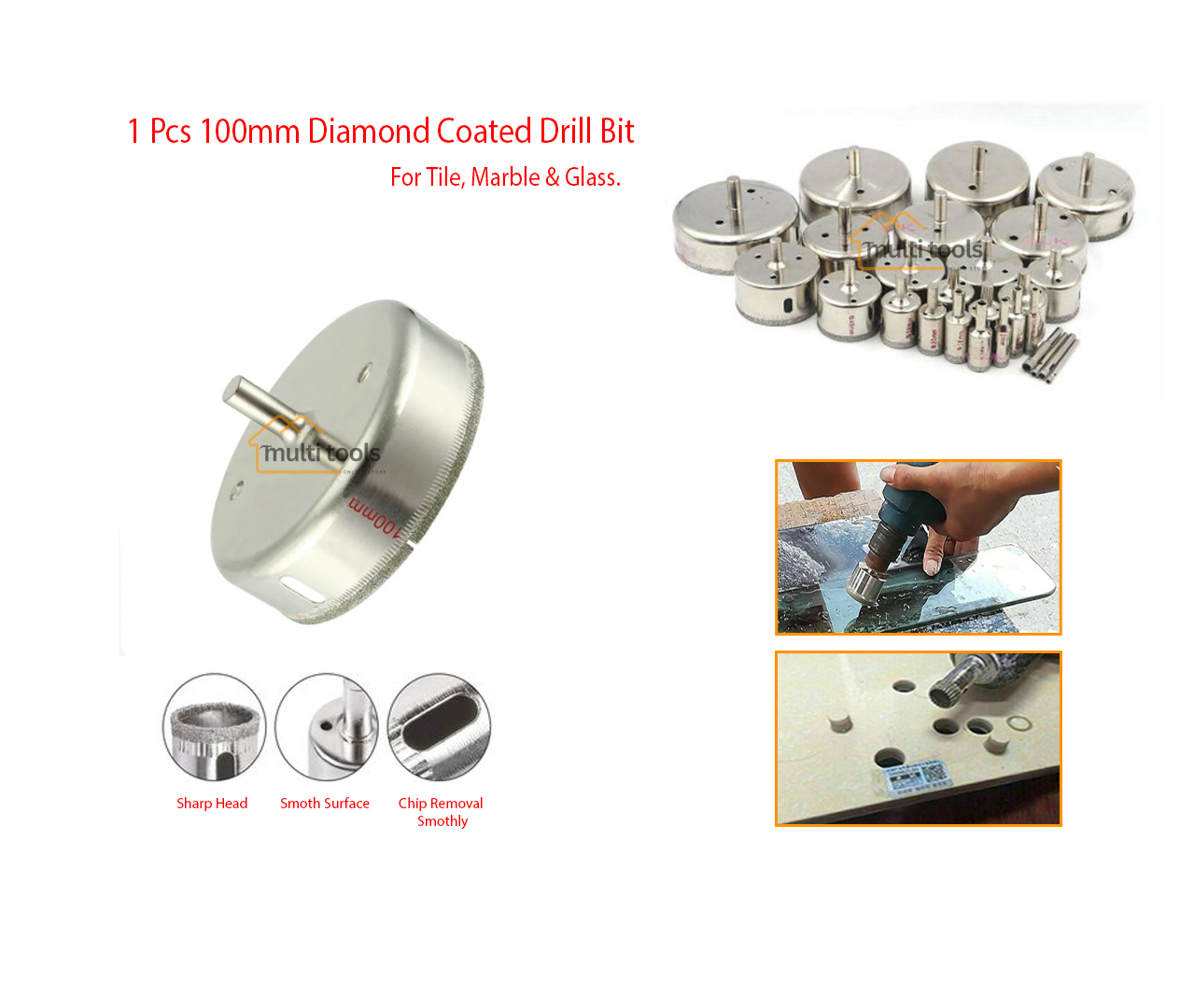100 mm Diamond Coated Drill Bit Hole Saw Cutter For Glass Tile Ceramic